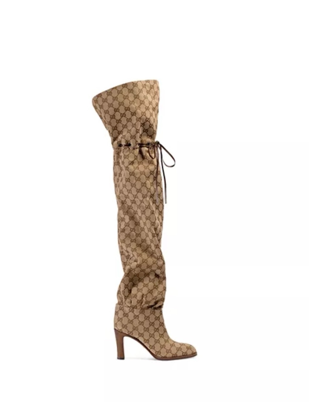 Gucci Beige GG Monogram Over-the-Knee Slouch Boots - Picture 2 of 16